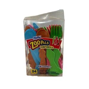 Zoo Pals Mixed Utensils Lot Of 20 Kids Plasticware  by Hefty
